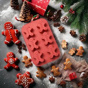 Moldes de Silicona Desechables de 6 Cavidades con Diseño Navideño, Molde para Pastel de Árbol de Navidad, Hombre de Jengibre y Gorro Navideño - Product Image 4