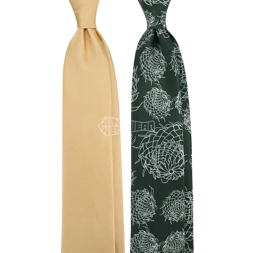 ربطة عنق رجالي كلاسيكية مخصصة باللون الأخضر والحرير المطبوع بالزهور للرجال