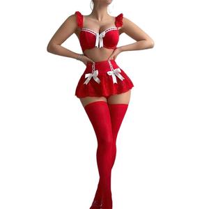 Frauen Spaß Unterwäsche, Sexy Perspektive Hohl blume Spitze Ärmelloser Kurzer Rock, Frauen Sexy Unterwäsche - Product Image 4