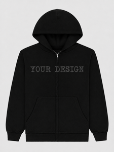 Sudaderas con Capucha Personalizadas de Algodón para Hombre, Negras, Extra Grandes, con Cierre Completo, Diseño Gráfico, 100% Algodón, Estampado Puff, Dos Bolsillos, Venta al Por Mayor - Product Image 1