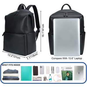 <span class=keywords><strong>Mochila</strong></span> Escolar de Cuero Vacuno Genuino Negro para <span class=keywords><strong>Hombre</strong></span> y Niño, Estilo Casual y de Negocios, con Cierre, para Estudiantes - Product Image 6