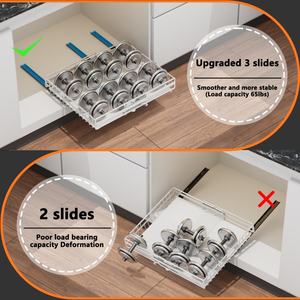 Largeur extensible 3 rails coulissants tiroirs coulissants <span class=keywords><strong>Étagère</strong></span>s déroulantes Organisateur d'armoire coulissant avec adhésif pour armoires encadrées - Product Image 4