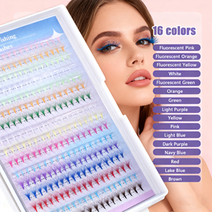 Màu PREMADE người hâm mộ Lông mi giả cầu vồng cao cấp lễ hội giáng sinh trang điểm mắt màu sắc hỗn hợp mở rộng lông mi - Product Image 1