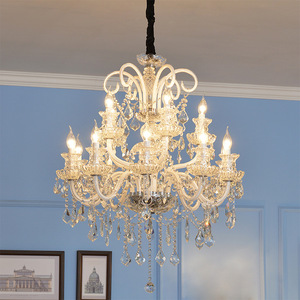 <b>Crystal</b> <b>Chandelier</b> E26 Bulb Base 3500K Warm White LED Light Source Stainless Steel Adjustable Height Remote Control Pendant - Product Image 5