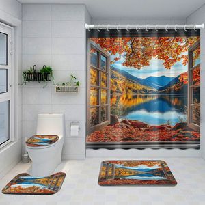 Green Garden Window View Polyester Shower <b>Curtain</b> <b>Bathroom</b> <b>Curtain</b> Mildew Resistant Quick Dry Easy Install Bulk Wholesale Modern - Product Image 1