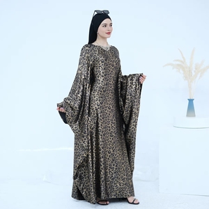 2025 EID mujeres Abaya Robe Femme ropa islámica estampado de leopardo mariposa <span class=keywords><strong>Kaftan</strong></span> Abaya musulmán mujeres vestido - Product Image 3