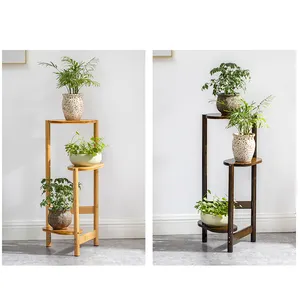 Étagère en bois de bambou à 3 niveaux pour plantes d'intérieur pour la décoration intérieure plantes d'extérieur présentoir plantes organisation stand