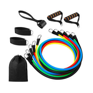Set de 11 Cuerdas Elásticas de Látex para Principiantes con Gancho de Mosquetón y Ojales, Equipo de Entrenamiento de Resistencia Progresiva OEM - Product Image 1