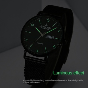 <span class=keywords><strong>Montre</strong></span> à Quartz Homme Louie Juelen, Verre Saphir, Maille en Acier Inoxydable, Boîtier en Alliage 41mm, Aiguilles Lumineuses, Étanche, Classique et Tendance - Product Image 2