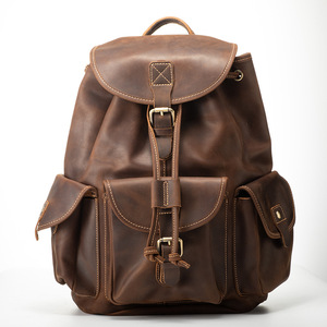 Top-Grain peau de vache en <span class=keywords><strong>cuir</strong></span> véritable hommes sac à dos fermeture à glissière <span class=keywords><strong>cartable</strong></span> à la mode pour sac d'ordinateur de voyage - Product Image 6