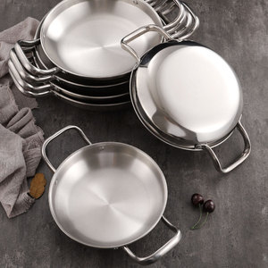 Casserole en acier inoxydable à double poignée compatible induction pour usage commercial - Product Image 2