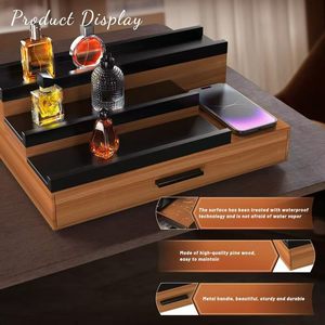 Organizador de colonias Yoz&Papa para hombres, estante de almacenamiento de madera con cajones, caja de cosméticos de escritorio de varias capas - Product Image 2