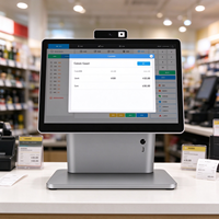 Terminal POS Layar Ganda 15.6 10.1 Inci Sentuh Kapasitif Android RK3568 CPU Kamera Monokuler Scanner USB3.0 RJ45 VGA Wi Fi 6