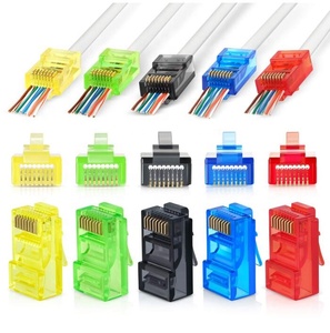 Mạng Cáp màu đỏ màu xanh lá cây màu 3U 1U Fu mạ vàng 3prong 2prong đi qua UTP CAT5e CAT6 <span class=keywords><strong>RJ45</strong></span> kết nối - Product Image 3
