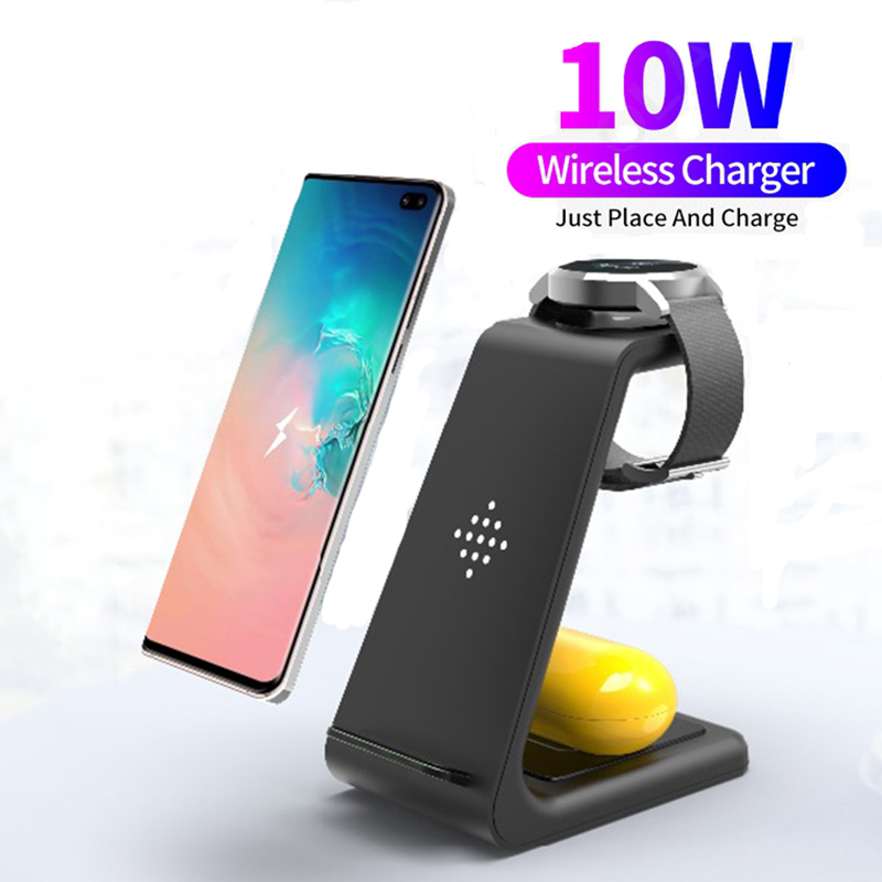 3 в 1 QI Беспроводное зарядное устройство для Samsung S10 плюс 10 Вт Быстрое зарядное устройство беспроводной док-станция для Samsung часы Galaxy бутоны