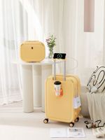 Valise d'avion Verage de chariot éminent de forme ronde jaune avec des ensembles de bagages de roue portent le sac de chariot pour des femmes