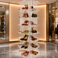 Range-chaussures rotatif moderne et écologique en plastique, présentoir circulaire à 360 degrés, 2 à 7 niveaux, rangement vertical pour sacs à main et tri de chaussures