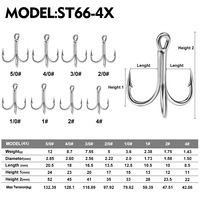 1/0 #-5/0 #1 #-4 # 4X crochet triple antirouille renforcé tension maximale 42kg-132kg hameçons aigus barbelés améliorés 4X avec crochet de pêche