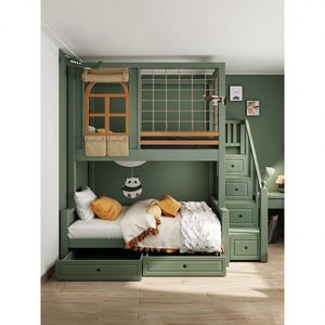 2025 Full Solid Wood Modern Children's Boys' Bunk <b>Bed</b> Two-Layer Princess Castle Tree House Bedroom <b>Bed</b> - Product Image 2