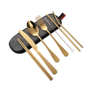 Utensilios de Viaje con Estuche, Juego de Cubiertos Portátil Quatish para Acampar, Picnic, Lonchera para Hombre, Negro - Product Image 2