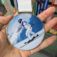 Médaille sportive en métal personnalisée, souvenir, médaille MVP, impression UV, biathlon, patinage artistique, ski, patinage sur glace, médaille d'or avec ruban