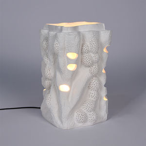Simple Modern White Polka Dot Porous Flower Ceramic Eco-Friendly <b>Table</b> Lamp for Living Room - Product Image 3