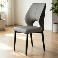 Chaises de salle à manger modernes en acier carbone recouvertes de cuir - Meubles de salle à manger écologiques et durables pour la maison