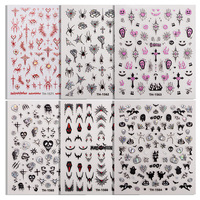 Nouveauté : Autocollants pour ongles d'Halloween, design holographique foncé, crâne, toile d'araignée, autocollants pour nail art, pour manucure