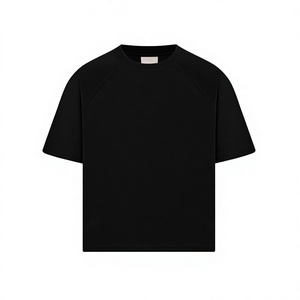 mens <b>black</b> jet <b>black</b> <b>plain</b> solid blank raglan sleeve relaxed fit short sleeve <b>tshirt</b> crewneck basic tee top - Product Image 1