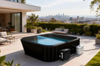 Piscine gonflable avec auvent solaire, protection UV, gonflage facile, installation rapide, jardin