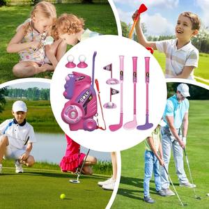 Ensemble de <span class=keywords><strong>club</strong></span> de golf portable pour enfants avec 3 clubs pour la pratique intérieure et extérieure de l'arrière-cour et le divertissement sportif familial et le cadeau de vacances - Product Image 4