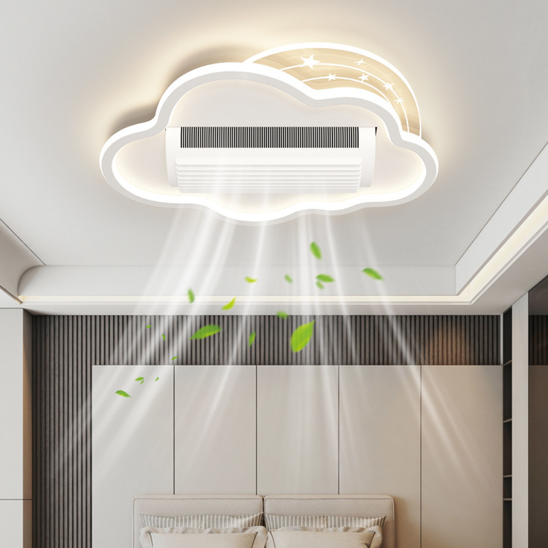 Modern LED Home Ceiling Light Bladeless Flush Mount Ceiling Fan Square Dimmable Lamp Remote Control for Residential Commercial