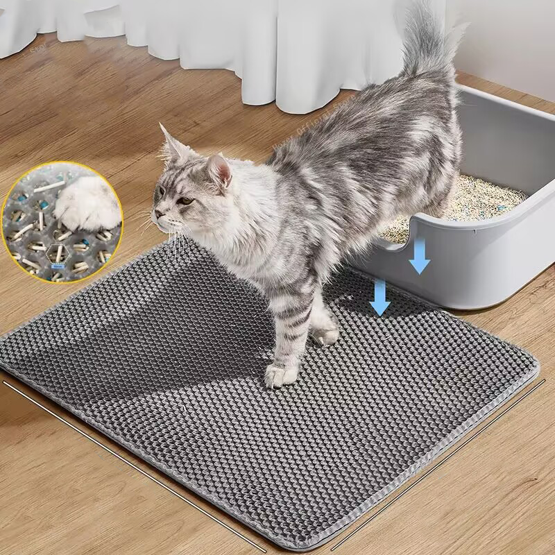 Gris - Tapis de litière pour chat