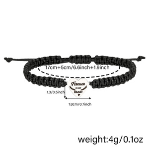 Bracelet de couple tressé en forme de cœur, réglable, en acier inoxydable, cadeau, bijoux, Forever In My Heart - Product Image 4