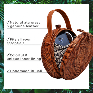 Customized Straw Handbags Crafts Round Rattan <b>Bag</b> for <b>Women</b> Handmade Woven Purse Circle Square Oval Brown Straw Boho <b>Bags</b> - Product Image 4