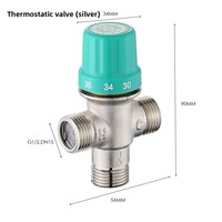 Robinet mélangeur thermostatique tout cuivre G1/2 pour chauffe-eau solaire électrique, régulateur de température constante, pression 0,1-1 MPa