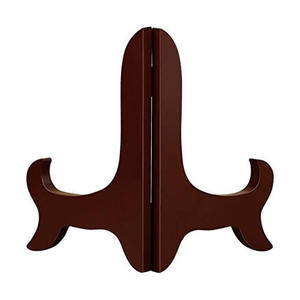 फर्नीचर लक्जरी डार्क कम्पोजिट लकड़ी प्लेट स्टैंड ईज़ल होल्डर लकड़ी का डिस्प्ले स्टैंड 4 से 15 इंच प्लेट के लिए पीतल के टिका के साथ - Product Image 2