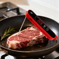 Thermomètre numérique de cuisine pliable haute précision en acier inoxydable 304, étanche, avec écran LCD résistant à la chaleur pour la cuisson