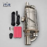 JTLD Silencieux d'échappement universel en acier inoxydable de 3,5 pouces, épaisseur 1,5 mm, poli, avec soupape et boîtier de commande