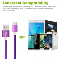 Kabel pengisi daya USB mikro Tipe C, kabel Data USB mikro kepang