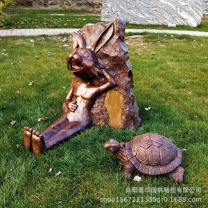 Sculpture de tortue en fibre de verre, décoration de jardin extérieure, statues d'animaux résistantes aux intempéries pour l'aménagement paysager de la cour - Product Image 1