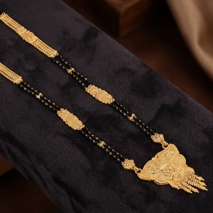 Colgante Mangalsutra de mujer chapado en oro tradicional para aniversario de boda joyería hecha a mano con Chapado En Oro Laminado - Product Image 1