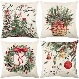 Merry <b>Christmas</b> Trees Snow <b>Throw</b> Pillow Covers Joy Xmas Balls Winter Holiday Cushion Case Decoration for Sofa Couch Set 4 Gift - Product Image 1