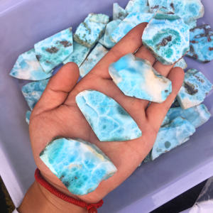 Cristal de Larimar <span class=keywords><strong>Robin</strong></span>, Rebanada de Piedra Pulida, Gema Hecha a Mano para Sanación, Energía Reiki - Product Image 3