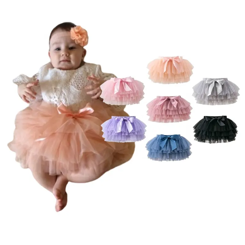 Groothandel Schattige 1-3T Baby Meisjes Tutu Rok Gekleurde Gezwollen Tule Rok