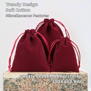 Bolsa de Almacenamiento de Terciopelo Verde de 17x23 cm con Cordón, Embalaje Cosmético de Regalo Elegante para Pelucas, a Prueba de Polvo - Product Image 3