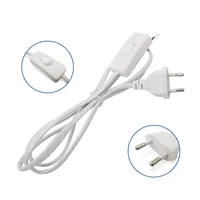 Câble d'alimentation CA blanc et noir avec interrupteur marche/arrêt, câbles à deux broches, rallonges avec adaptateur de type UE