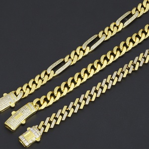 JXX Joyería de Moda Hip Hop, Cadena Cubana de Latón Chapado en Oro de 24K de 10mm con Zirconia, Collar para Mujeres y Hombres - Product Image 1