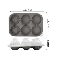 Moule à glaçons sphériques en silicone en gros, 6 cavités, plateau à glace pour hockey, plateau à crème glacée en silicone de qualité alimentaire, moule à glaçons d'été