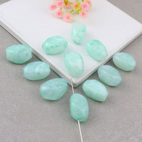 Perles ovales irrégulières en acrylique marbré bicolore 12x19mm, perles fantaisie à grand trou pour la fabrication de colliers et bijoux DIY
